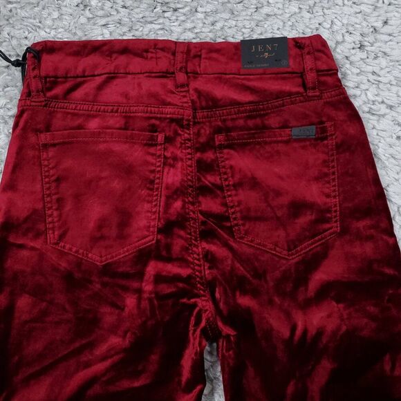 Jen7 by 7 For All Mankind Women's Velvet Ankle Skinny Pants Size 2 Red - Picture 3 of 12